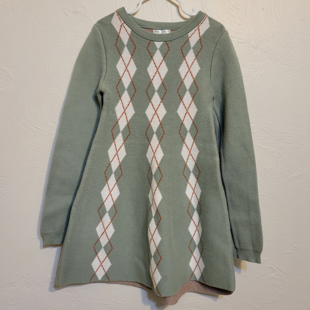 Max Studio Kids Argyle Long Sleeve Sweater Dress